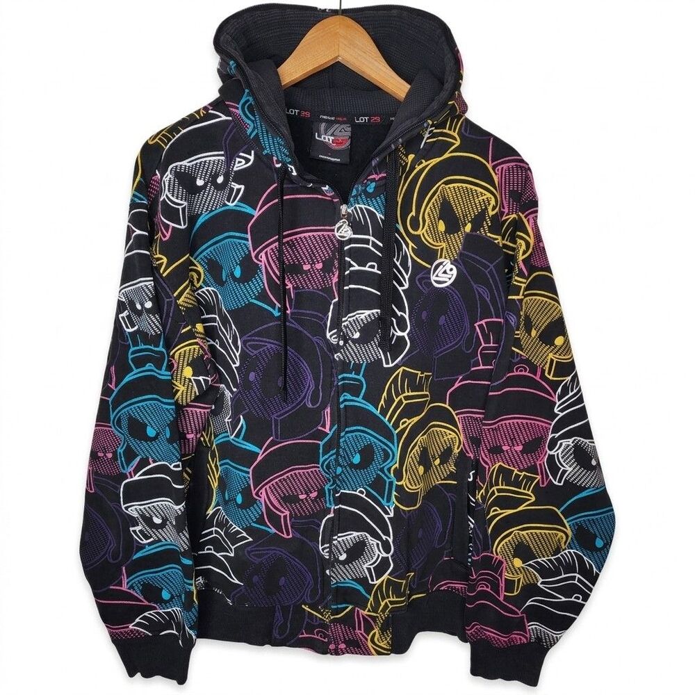 Vintage Lot 29 Marvin The Martian AOP Hoodie Jacket Y2K Streetwear Large Rare